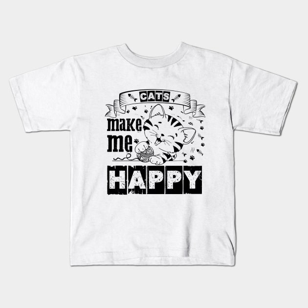 funny cat t shirts Kids T-Shirt by FUNNY LIFE